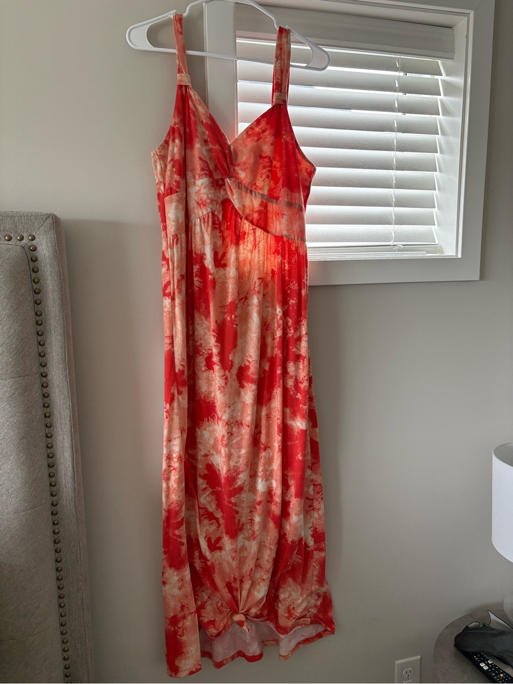 Coral and Cream Tie-Dye Maxi Dress